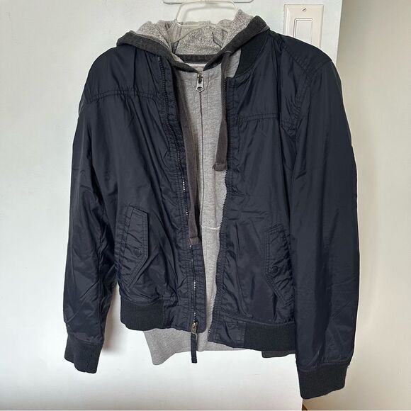 Mens lightweight bomber jacket bundle with Hoodie Zip Up Jacket - Navy Grey - Picture 1 of 9